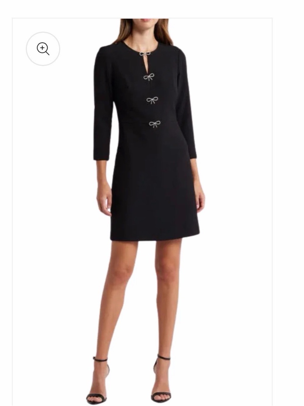 Eliza J Black Long-Sleeve Shift Dress with Bow Accents